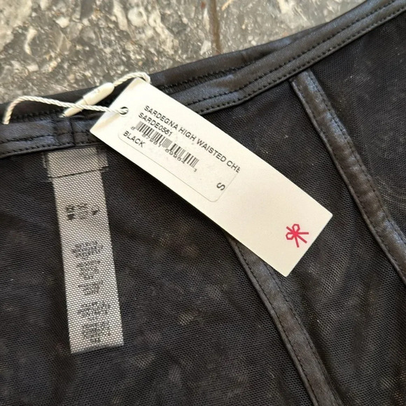 Cosabella Black Sardegna High Waisted Mesh Bikini. Faux leather trim. New. Small - Picture 6 of 7